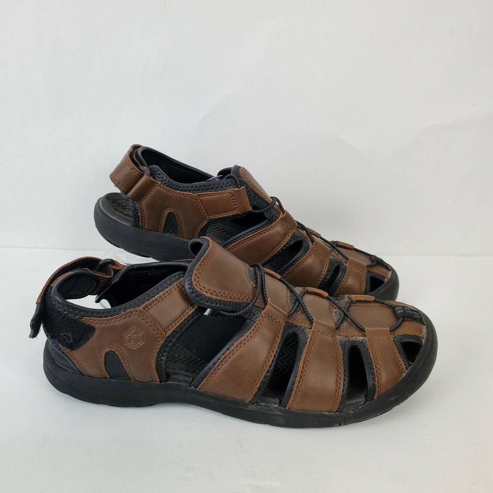 Khombu Men's Travis Adjustable Hiking Summer Fisherman Sandals Brown Size 12M